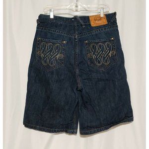 Akoo King Of Oneself Mens Size 36 Denim Jean Shorts Embroidered Back Pockets